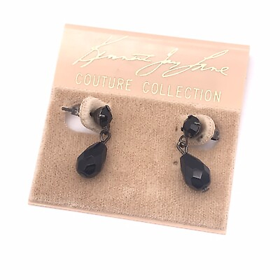 #ad NWT KENNETH JAY LANE Couture Collection Drop Black faceted earrings $24.00