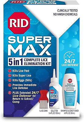 #ad Super Max 5in1 Complete Lice Treatment Kit Super Lice amp; Eggs EXP 05 2024 $13.99