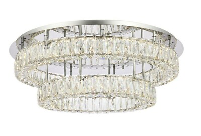 #ad CHROME AND CRYSTAL FLUSH MOUNT CHANDELIERS BEDROOM DINING ROOM LIGHT FIXTURE 30quot; $1975.94