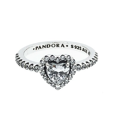 #ad NEW 100% Authentic PANDORA 925 Pave Sparkle Elevated Heart Ring 198421C01 $72.25