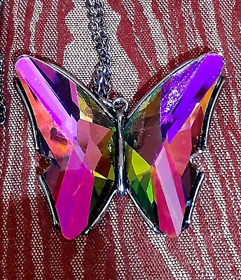 #ad PAPARAZZI THE BUTTERFLY EFFECT NECKLACE EARRINGS SET MULTICOLORED PURPLE PINK... $12.00