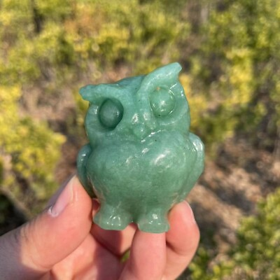 #ad The lovely green Dongling owl carved a unique crystal gift for her family. $55.00