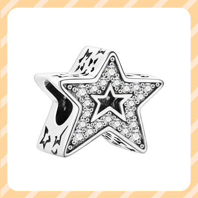 #ad Real Sparkling Asymmetric Star Charm 925 Sterling Silver Women Bracelet Charm $15.00