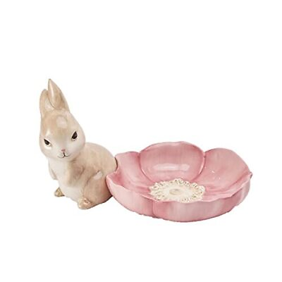 #ad December Diamonds 9quot; Bunny with Pink Petal Bowl Easter Decorations for Home... $46.61