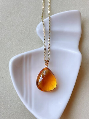#ad 18.7*15.5mm Natural Citrine Quartz Crystal Jewelry Gemstone Pendant Healing $135.00