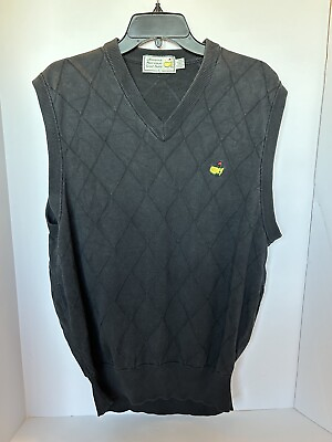 #ad Augusta National Golf Shop Cable Knit Sweater Vest Black Spun Silk Large $28.99