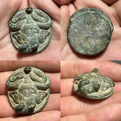 #ad Wonderful Ancient Roman Bronze Wild Animal Head Figure Unique Amulet $70.00