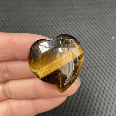 #ad Natural Tiger#x27;s eye Carved quartz crystal heart reiki Healing 1pc $6.46