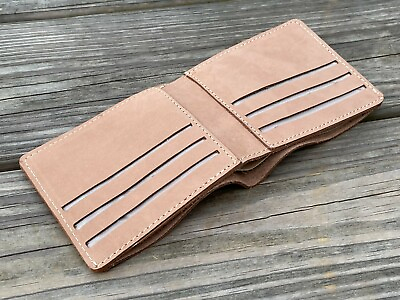 #ad Men Card Holder Handmade Brown Bifold Wallet Genuine Leather Purse $28.90