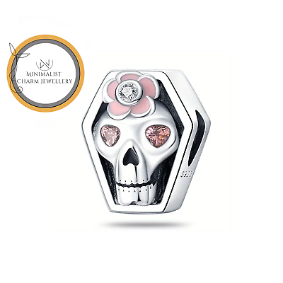 #ad Halloween Skull Charm Skull Charm Women Gift Charm Silver Charm $32.99
