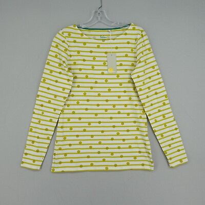#ad #ad NWT Boden Shirt Womens US 6 Yellow Stripe Dots Long Sleeve Cotton $24.99