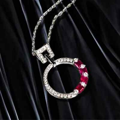 #ad Women#x27;s Gorgeous Pendant 2Ct Princess Lab Created Red Ruby 14K White Gold Plated $85.00