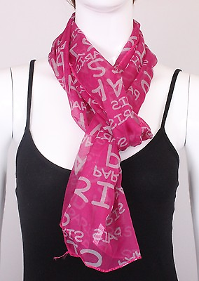 #ad Fashion Shawl Womens Girls Pink Chiffon Letter Scarf Wrap $7.99