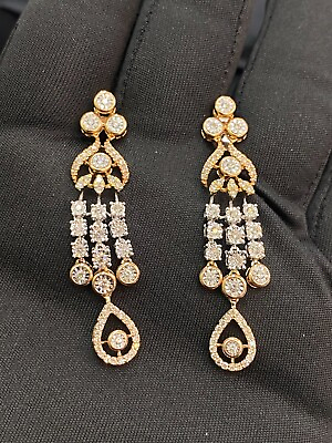 #ad Classy 1.38 Cts Round Brilliant Cut Natural Diamonds Dangle Earrings In 14K Gold $4364.48