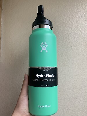 #ad Hydro Flask 40 oz Wide Mouth Straw Flex Cap Spearmint Green $17.99