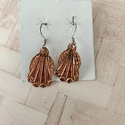 #ad Copper earrings fashion jewelry etched pierced $9.50