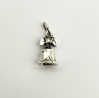 #ad Vintage Liberty Bell Philadelphia Pennsylvania 3D Sterling Silver Charm Pendant $13.00