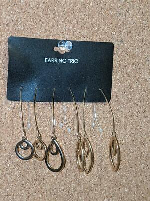 #ad Fashion Jewelry EARRING TRIO Three Pairs Of Earrings Gold Color #2686 $9.99