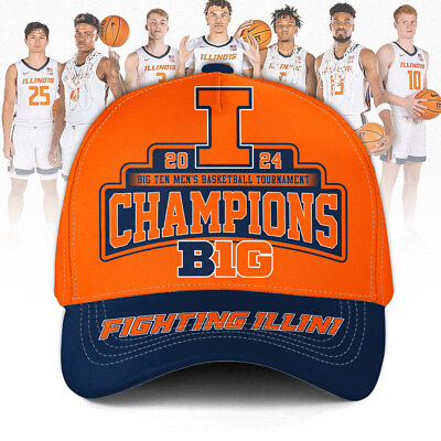 #ad Illinois Fighting Illini Big Ten Men’s Basketball Tournament 2024 Orange Cap $10.99