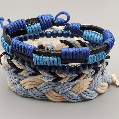 #ad Woven Bracelets Set Of 4 Multicolor Unisex $12.00