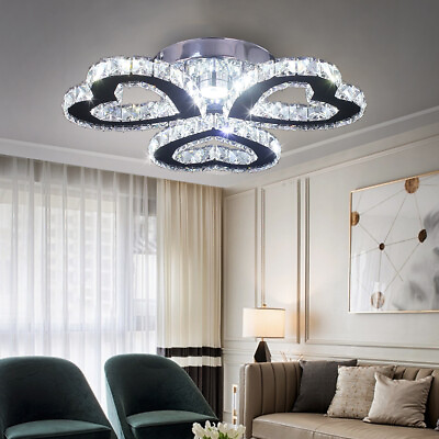 #ad Modern Crystal Chandeliers Lamp Flush Mount Led Ceiling Lights Pendant Lighting $61.99