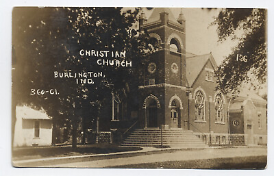#ad 1913 Burlington IN christian church realphoto postcard 6235.5 $9.99