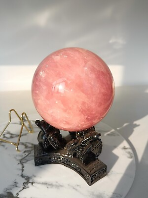 #ad 1.3kgNatural pink rose ball quartz engraved crystal Reiki decoration $186.00
