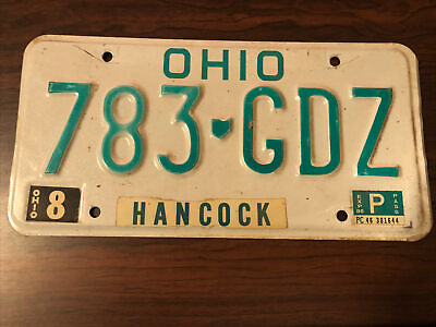 #ad 1986 Ohio License Plate Hancock County 783 GDZ $25.00