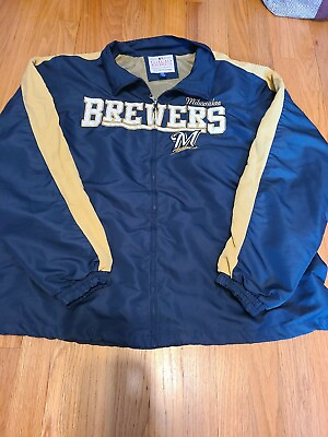 #ad Milwaukee Brewers Genuine Merchandise Giii Sports Carl Banks Satin Jacket Sz XL $15.24