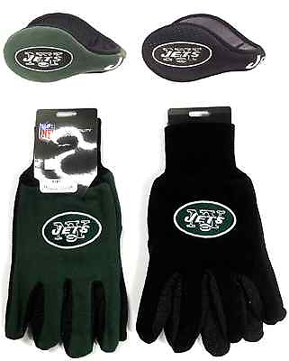 #ad NFL New York Jets 180s Winter Ear Warmers amp; Utility Glove Holiday Gift Set $34.99