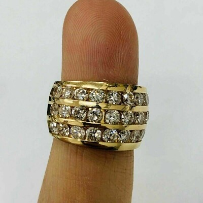 #ad 3. Ct Real Moissanite Round Cut Men#x27;s Engagement Ring 14K Yellow Gold Plated $237.59