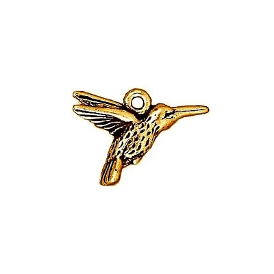 #ad ANTIQUED GOLD PEWTER HUMMINGBIRD JEWELRY CHARM 4 CHARMS PC27 $8.99