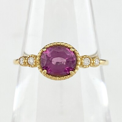 #ad Remake pink tourmaline design ring K18 YellowGold Ring melee dia Ring YG Pin... $619.00