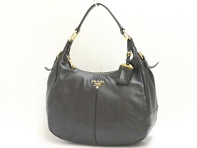 #ad Authentic PRADA All Leather One Shoulder bag Black 18682409 $355.00