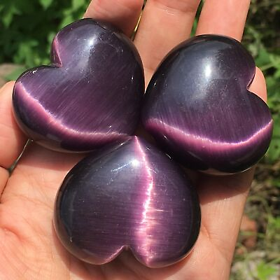 #ad Natural crystal violet cat#x27;s eye stone hand carved love reiki healing crystal st $103.54