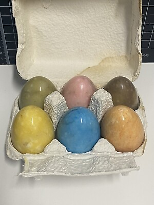 #ad Set of 6 Hand Carved Alabaster Eggs $15.00