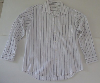 #ad Giorgio Ferraro Casual Shirt Purple White Striped Size 16 Sleeve 32 33 Bohemian $10.00