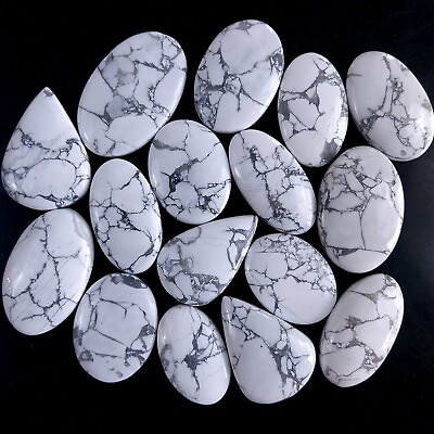 #ad 16Pcs 796Cts Natural White Howlite Loose Cabochon Gemstone Lot40x23 29x21mm#9574 $22.94