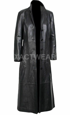 #ad Genuine Leather Long Coat Mens Full Length Casual Winter Wear Trench Coat $119.99