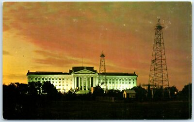 #ad Postcard Oklahoma State Capitol and Oil Derricks USA $3.46