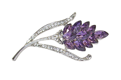 #ad Purple Crystal Flower pin brooch with clear crystals fashion purple flower pin $14.99