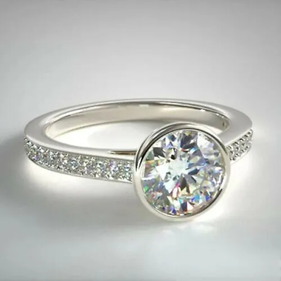 #ad 2.60 Ct Round Cut VVS1 Moissanite Sparkle Ring 14k White Gold Over $83.54