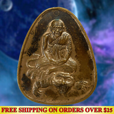 #ad ✅Genuine Rare Thai Amulet Phra LP PAN Ride Tiger Powerful Life Protect Talisman $18.00