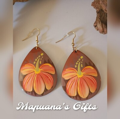 #ad Hawaiian Hibiscus Teardrop Earrings $13.00