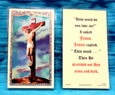 #ad Jesus Christ Crucifixion LAMINATED Holy Card How much do you love me? $1.14