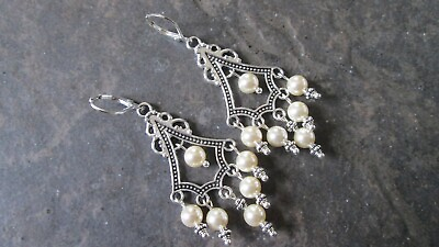 #ad #ad Swarovski Pearl Chandelier Earrings with Sterling Silver lever backs $20.00