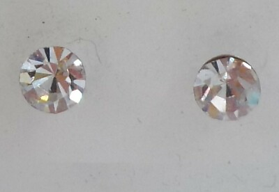#ad BARELY THERE ROUND POST STUD CLEAR SPARKLE EARRINGS SILVER COLOR BACKING NWOT $5.39