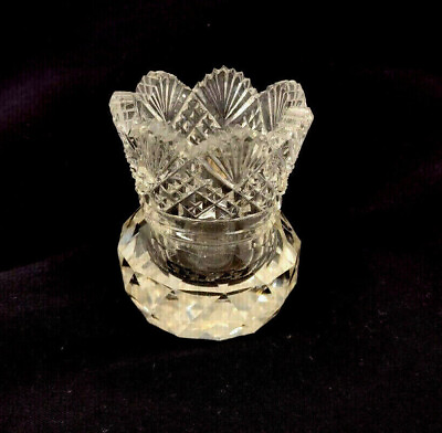 #ad American Brilliant Antique Toothpick Holder Cut Glass Diamond Faceted Sawtooth $22.99