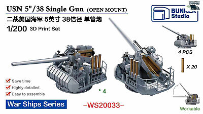 #ad BUNKER WS20033 USN 5`` 38 Single Gun Open Mount Plastic model $35.19