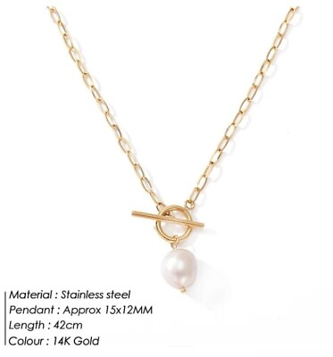 #ad Freshwater Pearl Toggle Stainless Steel Chain Necklace. Free 2 4 Days Shipping $14.95